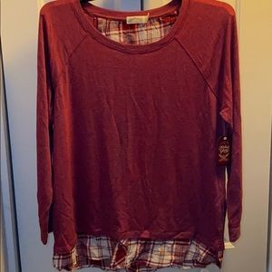 NWT top with plaid peeking at bottom